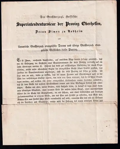 K2 FRANKFURT 9 OCT auf Brief des Superintendenturvicar der Provinz Oberhessen