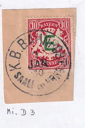 K.B. BAHNPOST SAALF NRBG IV 1 JUN 10 auf Briefstück