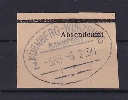 NÜRNBERG-WÜRZBURG BAHNPOST Z. 585 6.2.50 auf Briefstück