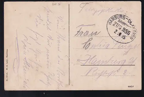 HAMVURG-CUXHAVEN BAHNPOST ZUG 355 2.10.15 auf Feldpost-AK (Cuxhaven