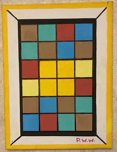 "System in Farbe", Gemälde auf Leinwand mit Keilrahmen, Maße 300x400 mm, 