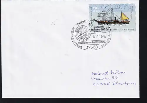 BREMERHAVEN 12 2768 Erlebnis Briefmarken Deutsche Post Erstausgabetag des Sonderpostwert-