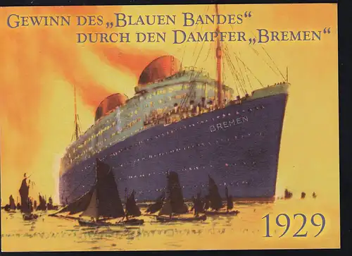 BREMERHAVEN 2768 Deutsche Pos Erlebnis Briefmarken Gewinn des Blauen Bandes vor 75 Jahren 
