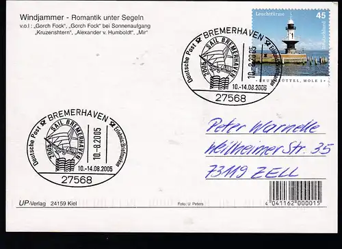 BREMERHAVEN 2768 Deutsche Post Erlebnis Briefmarken 2005 SAIL BREMERHAVEN  10.-14.08.2005