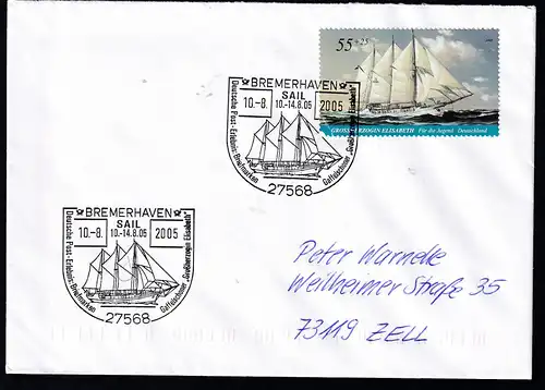 BREMERHAVEN 2768 Deutsche Post Erlebnis Briefmarken Gaffelschoner "Großherzogin