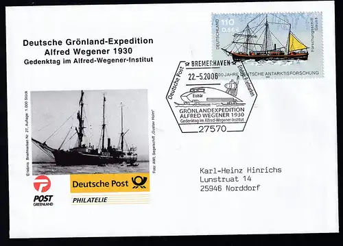 BREMERHAVEN 27570 Deutsche Post Erlebnis Briefmarken GRÖNLANDEXPEDITION ALFRED WEGENER 1930 