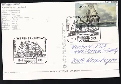 BREMERHAVEN 27568 Deutsche Post Erlebnis Briefmarken 100 Jahre "Alexander von Humboldt" 