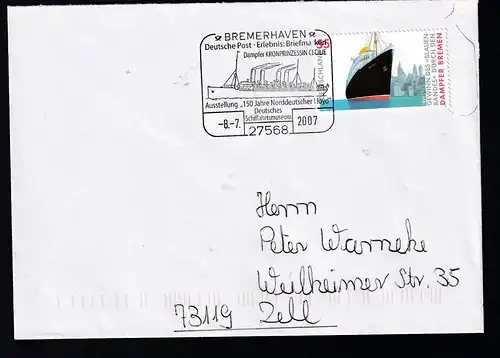 BREMERHAVEN 27568 Deutsche Post Erlebnis Briefmarken Dampfer KRONPRINZESSIN CECILIE 