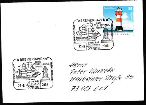 BREMERHAVEN 27568 DEUTSCHE POST ERLEBNIS BRIEFMARKEN  Bark CUAUHTENOC  Mexiko