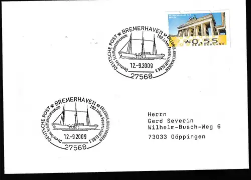 BREMERHAVEN 27568 DEUTSCHE POST ERLEBNIS BRIEFMARKEN Deutsches Schiffahrtsmuseum 