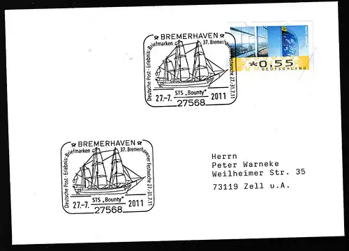 BREMERHAVEN 27568 Deutsche Post Erlebnis Briefmarken 37. Bremerhavener Festwoche