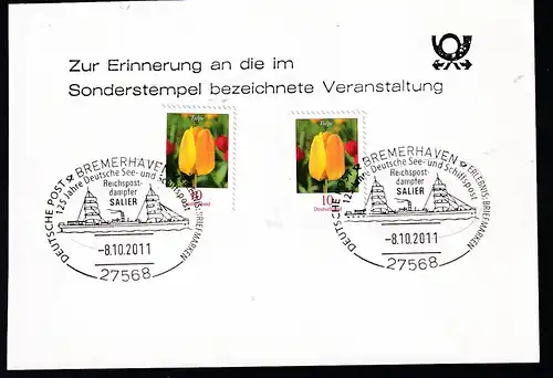 BREMERHAVEN 27568 DEUTSCHE POST ERLEBNIS BRIWFMARKEN 125 Jahre Deutsche See- und Schiffspost 