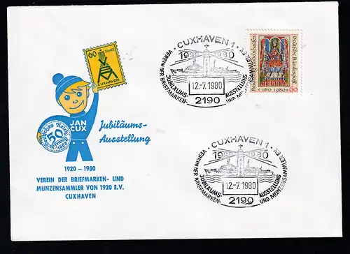 CUXHAVEN 1 2190 VEREIN DER BRIEFMARKEN- UND M*NZSAMMÖER E.V.  JUBILÄUMS-AUSSTELLUNG