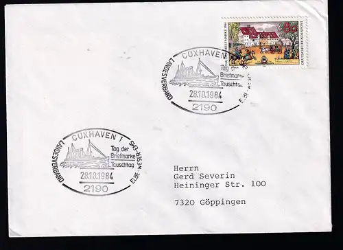 CUXHAVEN 1 2190 LANDESVERBAND ELBE-WESER-EMS Tag der Briefmarke Tauschtag 28.10.1984 