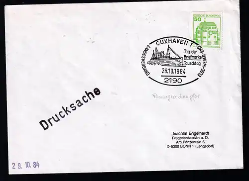 CUXHAVEN 1 2190 LANDESVERBAND ELBE-WESER-EMS Tag der Briefmarke Tauschtag 28.10.1984 