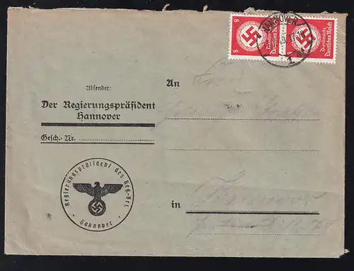 Behördendienstmarke 8 Pfg. senkr. Paar auf Brief des Regierungspräsident  des 