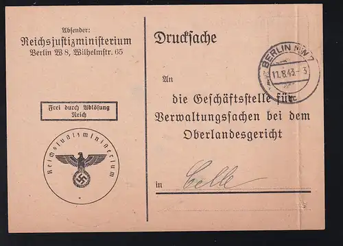 Dienstpostkarte des Reichsjustizministerium