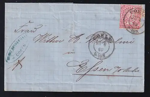 Zuffer 1 Gr. auf Briefhülle mit K2 COELN 25.6.69 nach Essen a/d Ruhr