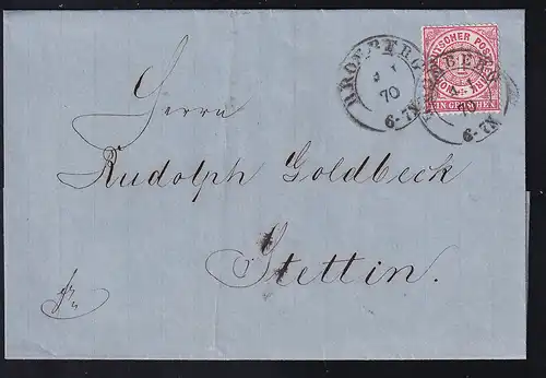 Zuffer 1 Gr. auf Briefhülle mit K2 BRONBERG 4.1.70 nach Goldbeck