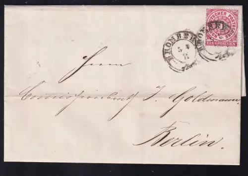 Z1ffer 1 Gr. auf Brief mit K2 BROMBERG 5.4.71 nach Berlin