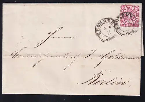 Zuffer 1 Gr. auf Brief mit K2 BROMBERG 5.4.71 nach Berlin