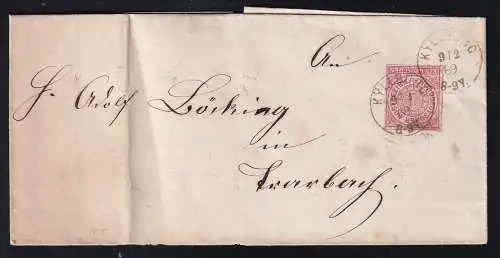 Zuffer 1 Gr. auf Briefhülle  mit K1 KYLLBURG 9.2.69