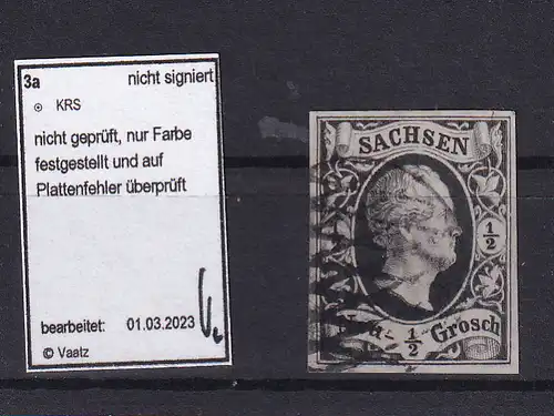König Friedrich August II ½ Ngr. mit Vollgitterstempel
