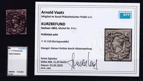 König Johann I 1 Ngr. Mit Nummernstempel 118 (= Geringswaldwe), Kurzbefund Vaatz BPP