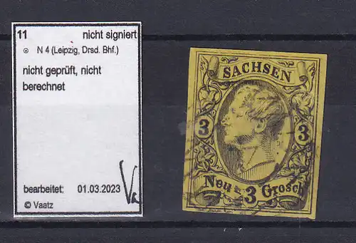König Johann I 3 Ngr. mit Nummernstempel 4 (= Leiozig Dresdener Bahnhof)