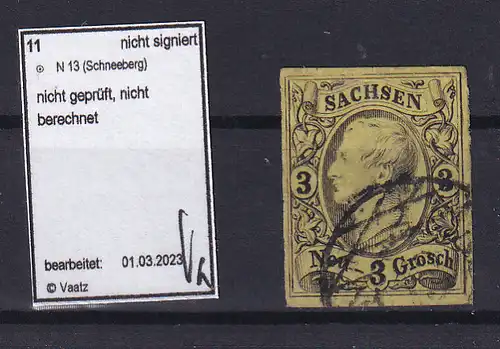 König Johann I 3 Ngr. mit Nummernstempel 13 (= Schneeberg)