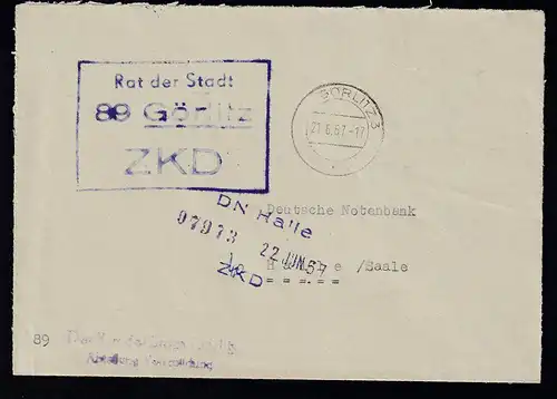 R3 Rat der Stadt 89 Görlitz ZKD auf Brief, Brief dreiseitig geöffnet