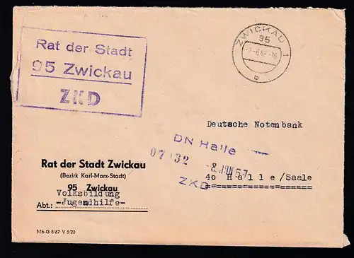 R3 Rat der Stadt 95 Zwickau ZKD auf Brief, Brief dreiseitig geöffnet