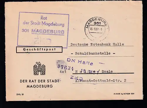 R4 Rat der Stadt Magdeburg 301 MAGDEBURG ZKD auf Brief, Brief dreiseitig geöffnet