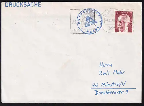 Ost. Hameln 5.8.75 + K1 MOTORSCGHIFF HECHT auf Brief