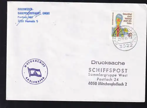 Ost. Hameln 20.6.81 + K1 MOTORSCHIFF KARLSHAFENauf Brief