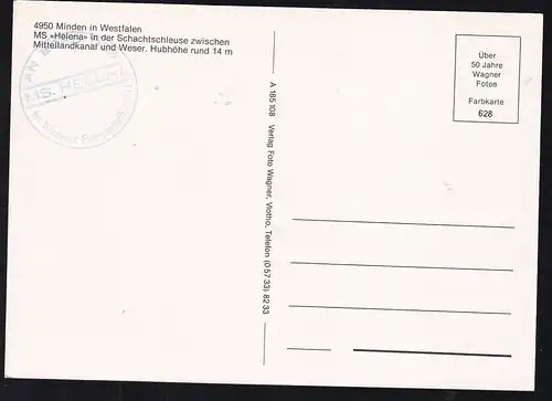 MS "Helena" in der Schachtschleuse zwischen Mittellandkanal und Weser