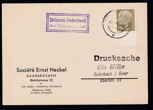 Theodor Heuss 5 F. auf Sammler-Postkarte (Ernst Heckel) aus Steinberg-Deckenhardt über 