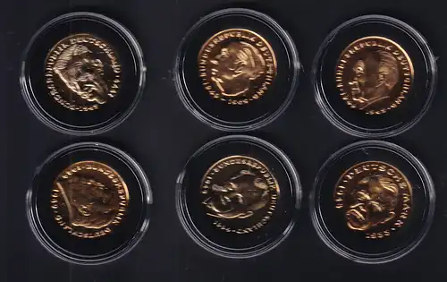 Deutschland 2-Euro-Münzen "Deutschlands große Staatsmänner" 6 vergoldete Münzen iim Etut,
