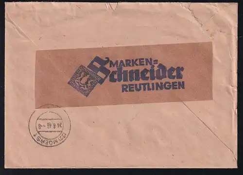 Wappen 1 Pfg., 3 Pfg., 12 Pfg. (5x) und 20 Pfg. auf Firmen-R-Brief (Marken-Schneider, 