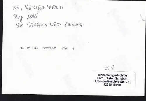 Foto MS "Königswald" ex MS "Strandbad Ferch"