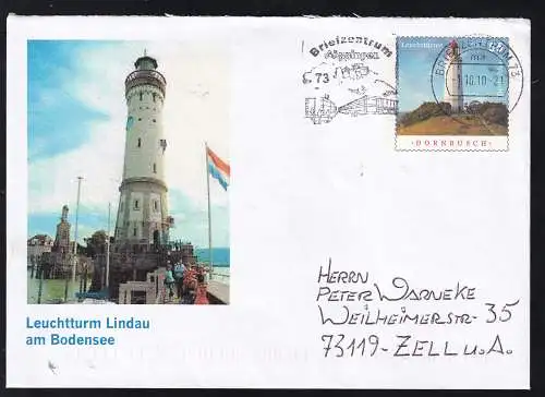 Briefzentrum 73 1.10.10 auf Sonderumschlag Leuchtturm Lindau am Bodensee