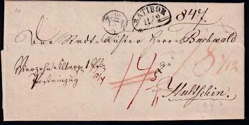 1829 Halbkreisstempel RATIBOR 11/2 auf Brief