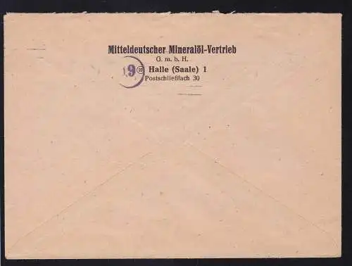 Wappen 12 Pfg. auf Brief der Mitteldeutschen Mineralöl-Vertriehb GmbH ab Halle