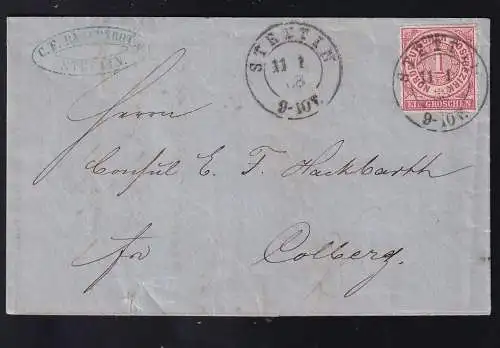 Zuffer 1 Gr. auf Firmenbrierf mit K2 STETTIN 11.1.68 nach Colberg