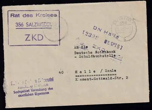 R3 Rat des Kreises 356 SALZWEDEL ZKD auf Brief,