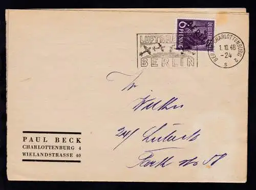 Schwarzaufdruck 6 Pfg. auf Preisliste des Briefmarkenhändlers Paul Beck 