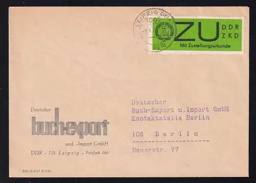 ZU-Marke auf Brief des Deutschen Buchexport und -import GmbH Leipzig