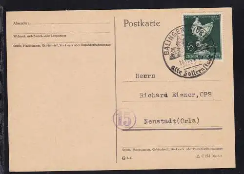 Balingen K1 BALINGEN (WÜRTT) alte Zollernstadt 14.11.44 auf Sammlerpostkarte