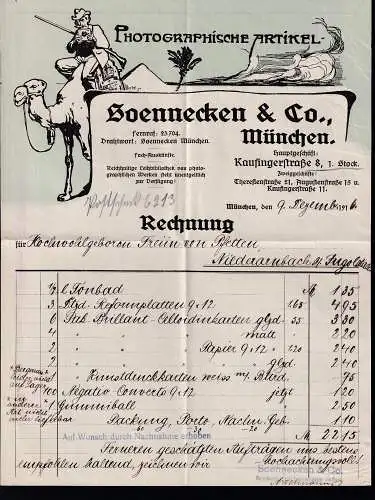 1916 illustrierte Ftrmenrechnung Photographische Artikel  Boennecke & Co., 