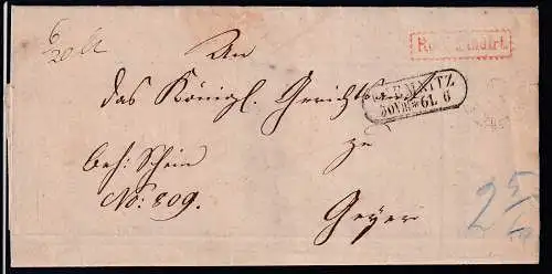 R2 CHEMNITZ 30 VIII 61 + R1 Recomandirt auf Behändigungsschein nach Geyer